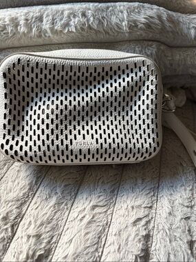 Furla Cream Perforated Leather Crossbody Bag